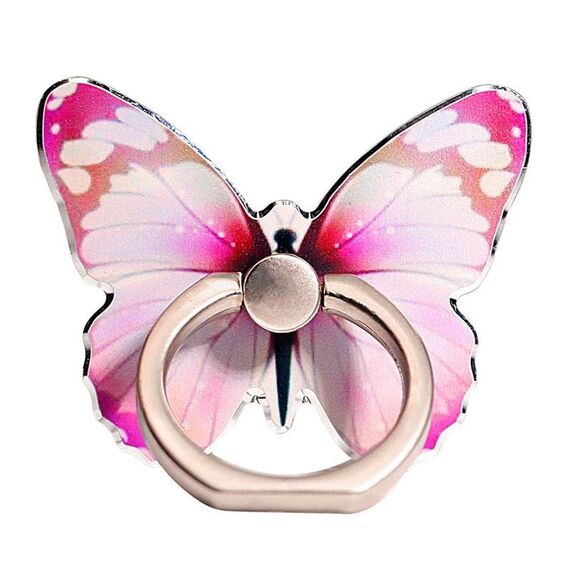 Supporto per telefono cellulare con anello multifunzionale a forma di farfalla simpatico cartone animato Supporto universale per anello per telefono girevole a 360 gradi, Stile: No. 03