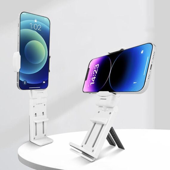 Supporto pigro per cellulare da viaggio pieghevole multifunzionale H2 Pro con rotazione a 360 gradi (bianco)