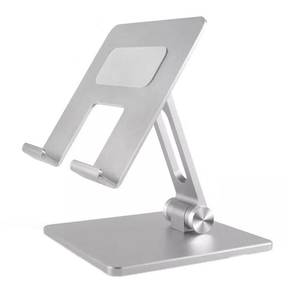 Supporto per tablet in lega di alluminio Supporto per telefono cellulare pieghevole da tavolo (argento)