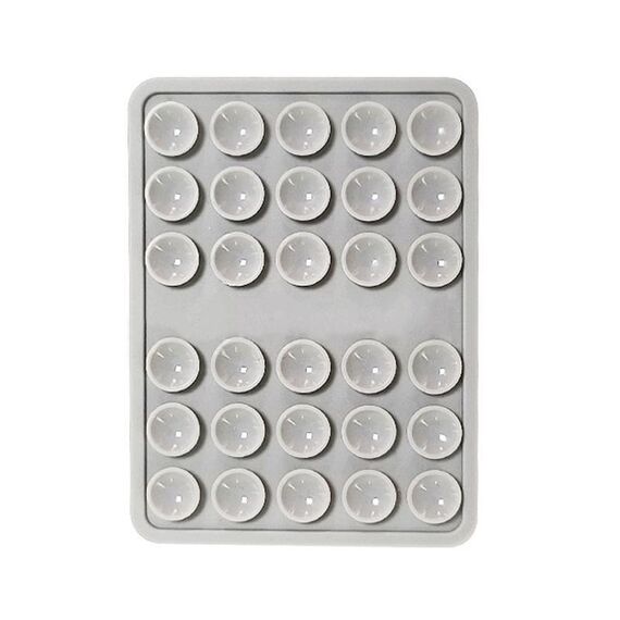 Supporto per cellulare con ventosa in silicone bifacciale, saldamente fissato (grigio)