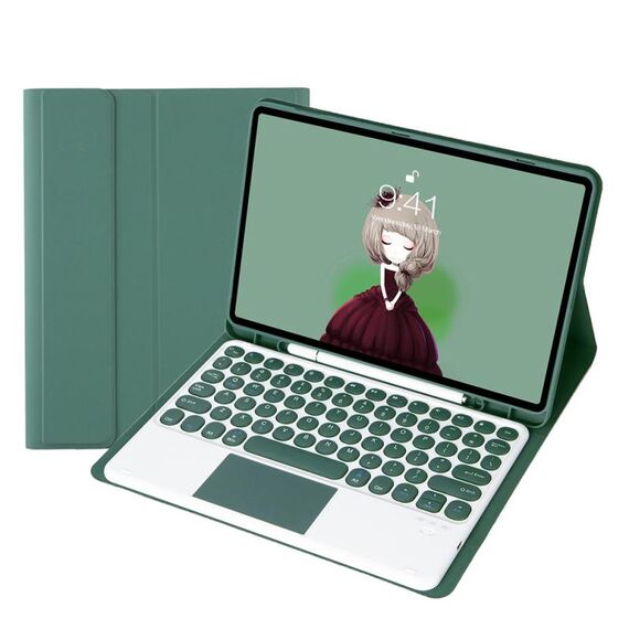 YT11B-A Candy Skin Skin Skin Selt TETTURE KeyCap Case in pelle bluetooth con il controllo touch per iPad Pro 11 pollici 2020 e 2018 (verde scuro)