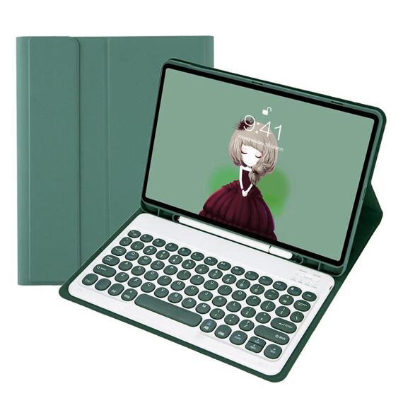 YT07B Candy Skin Skin Skin Skin Selce TETTURE KeyCap Case in pelle bluetooth per iPad 9,7 pollici 2018 e 2017 / Pro 9,7 pollici / aria 2 / aria (verde scuro)