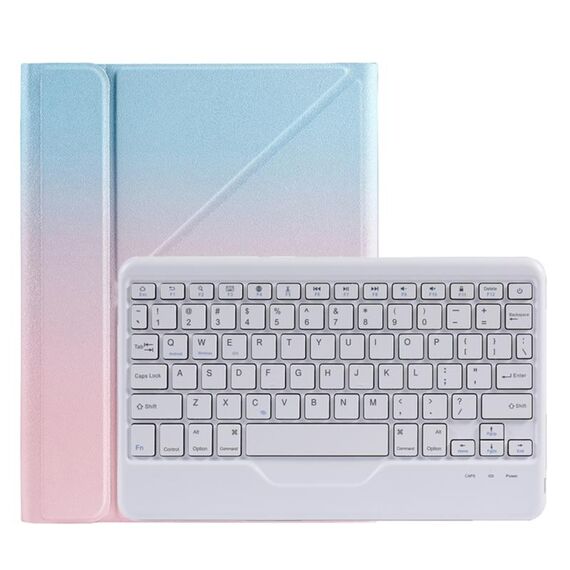 B07 B07 Bluetooth Custodia in pelle Bluetooth con porta triangolo e slot per penne per iPad 9.7 2018 & 2017 / Pro 9.7 / Air 2 (gradiente Blue Pink)