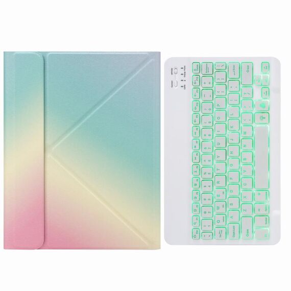 Custodia in pelle Bluetooth Bluetooth monocromatica H-109s con supporto posteriore a tre volte per iPad Pro 11 pollici 2021 e 2020 e 2018 / AIR 2020 10.9 (arcobaleno)