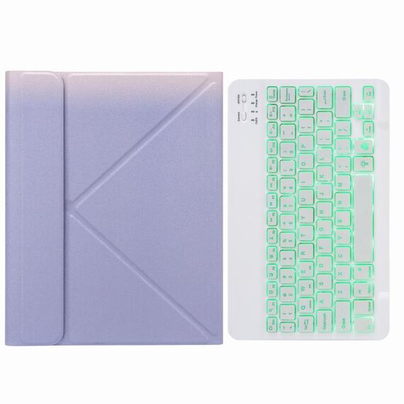Custodia in pelle Bluetooth Bluetooth monocromatica H-109s con supporto posteriore a tre volte per iPad Pro 11 pollici 2021 e 2020 e 2018 / AIR 2020 10.9 (viola)