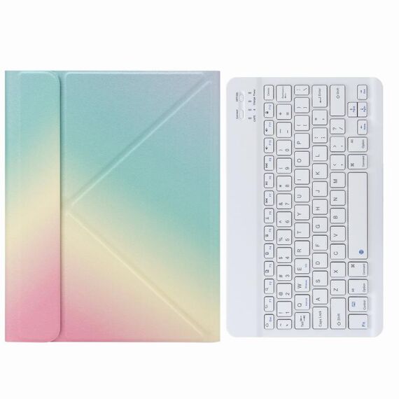 H-097 Custodia in pelle per tastiera Bluetooth con supporto a tre volte per iPad 9.7 2018 e 2017 (arcobaleno)