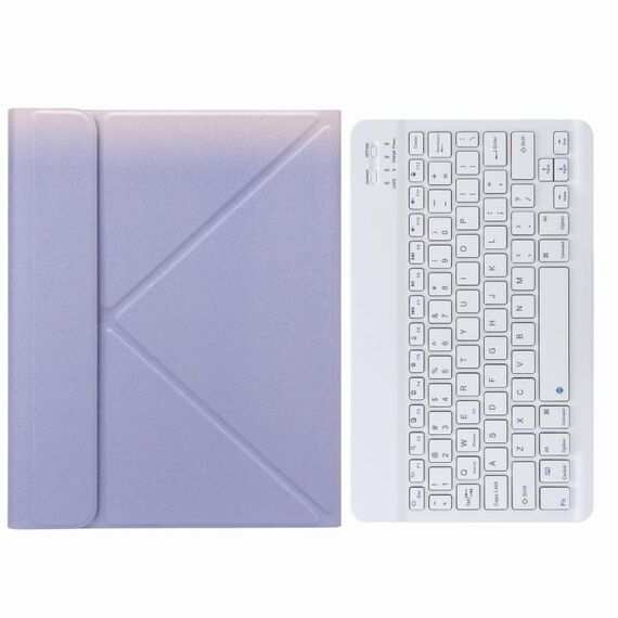 Custodia in pelle da tastiera Bluetooth H-097 con supporto a tre volte per iPad 9.7 2018 e 2017 (viola)