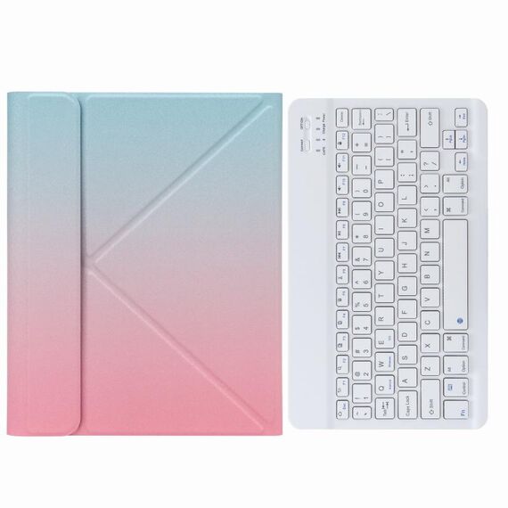 Custodia in pelle da tastiera Bluetooth H-109 con supporto posteriore a tre volte per iPad Pro 11 pollici 2021 e 2020 e 2018 / Air 2020 10.9 (rosa blu)