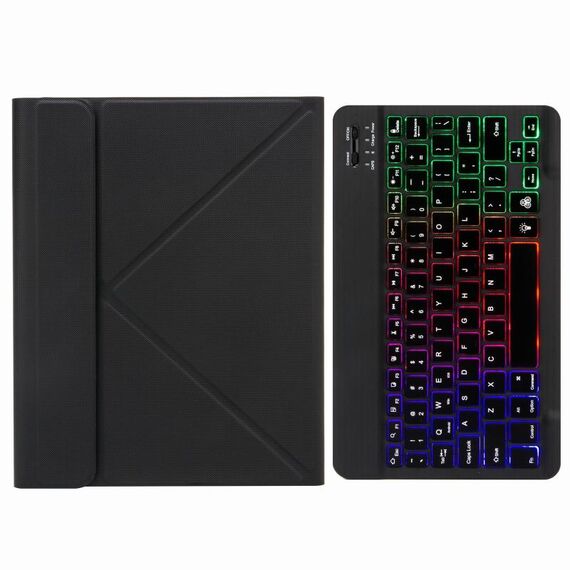 H-097S3 Custodia in pelle Bluetooth Bluetooth TRI-Color H-097S3 con supporto a tre volte per iPad 9.7 2018 e 2017 (nero)