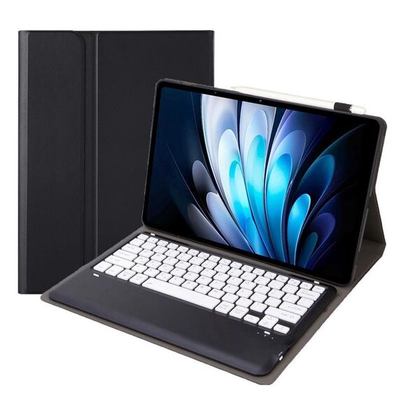 Custodia in pelle TPU con tastiera Bluetooth AV14 per tablet Vivo Pad5 Pro da 13 pollici con supporto (nero e bianco)