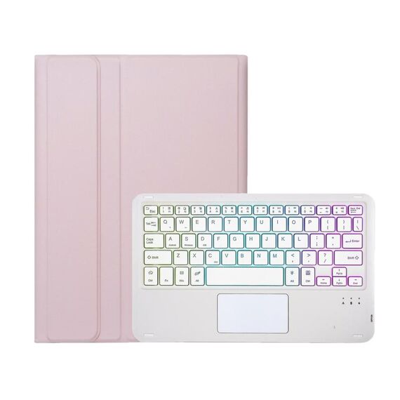 Per Xiaomi Pad 7 / 7 Pro 11.2 pollici A0N13-AS Custodia per tablet in pelle con tastiera Bluetooth retroilluminata staccabile ultrasottile con touchpad (rosa bianco)