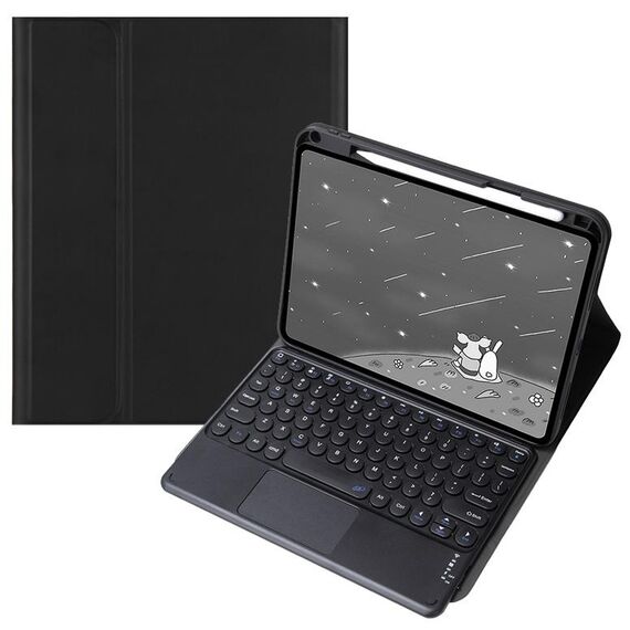 Per Infinix Xpad 11 pollici Candy Color Round Keys Bluetooth Tastiera Custodia in pelle con touchpad (nero)