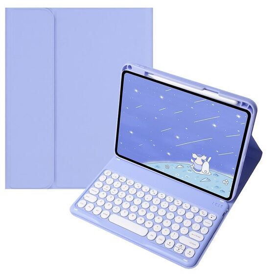 Per Infinix Xpad 11 pollici Candy Color Round Keys Bluetooth Keyboard Custodia in pelle (viola chiaro)