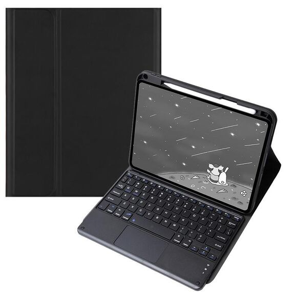 Per OPPO Pad 3 / Pad 2 Custodia in pelle con tastiera Bluetooth color caramella, tasti quadrati con touchpad (nero)