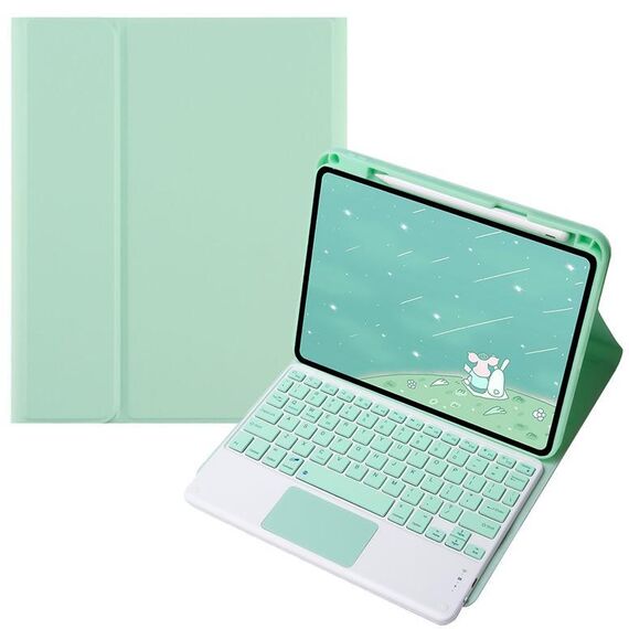 Per OPPO Pad 3 / Pad 2 Custodia in pelle con tastiera Bluetooth color caramella, tasti quadrati con touchpad (verde chiaro)
