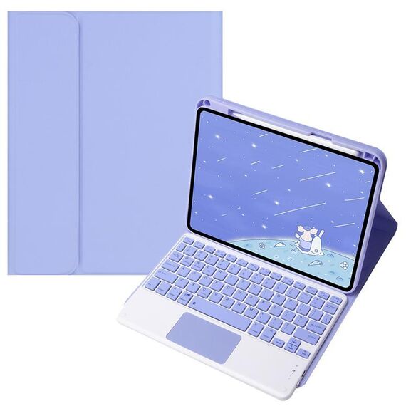 Per OPPO Pad 3 / Pad 2 Custodia in pelle con tastiera Bluetooth color caramella, tasti quadrati con touchpad (viola chiaro)