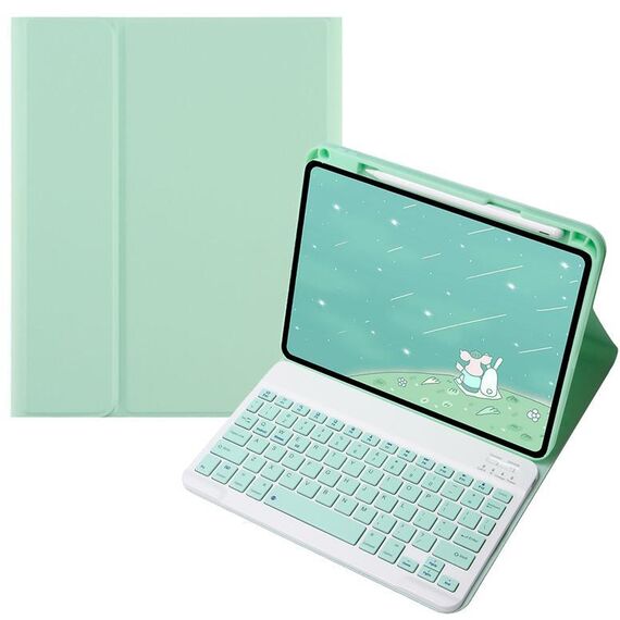 Per OPPO Pad 3 / Pad 2 Custodia in pelle con tastiera Bluetooth color caramella, tasti quadrati (verde chiaro)