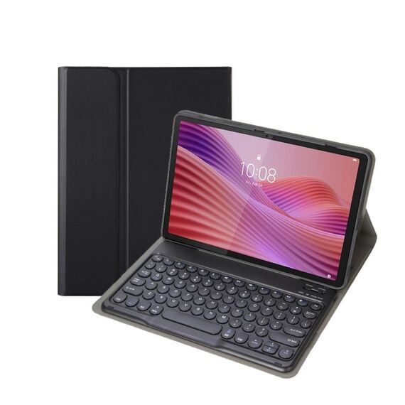 Custodia per tablet in pelle con tastiera Bluetooth ultrasottile e staccabile con tasti rotondi per Lenovo Tab 10.1 / ZhaoYang K10C 10.1 YAM29 (nera)