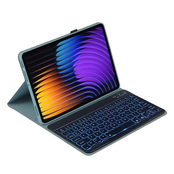 Custodia in pelle per tablet con tastiera retroilluminata e voltaggio per Xiaomi Pad 7 / Pad 7 Pro 11.2 PXD-MI7 (blu nebbia)