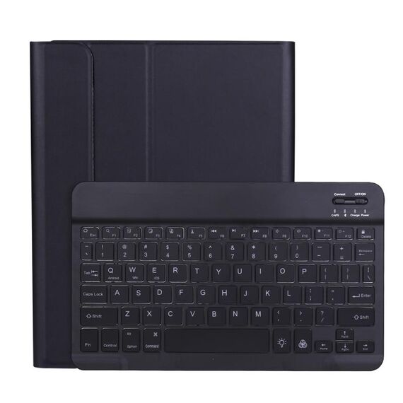A098BS Custodia protettiva per tastiera Bluetooth retroilluminata rimovibile ultra sottile per iPad Air 4 10,9 pollici (2020), con supporto e slot per penna (nero)