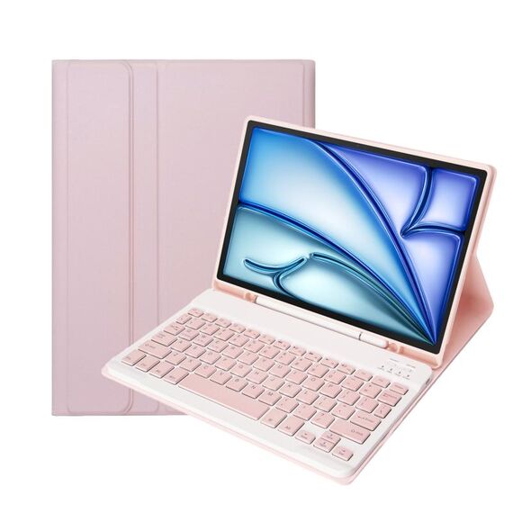 C098B Custodia protettiva per tastiera Bluetooth ultra sottile in ABS rimovibile con colori Candy per iPad Air 4 da 10,9 pollici (2020), con supporto e slot per penna (rosa)