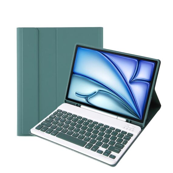 C098B Custodia protettiva per tastiera Bluetooth ultra sottile in ABS rimovibile Candy Colors per iPad Air 4 da 10,9 pollici (2020), con supporto e slot per penna (verde scuro)
