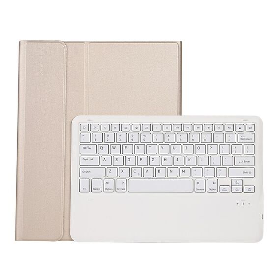 A12B Bluetooth 3.0 Custodia in pelle con tastiera Bluetooth rimovibile ultrasottile per iPad Pro 12,9 pollici, 2018, con slot per penna e supporto (oro)