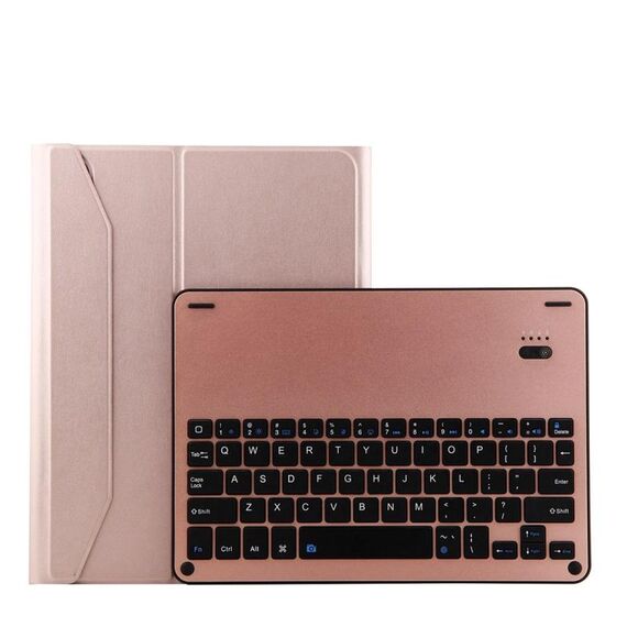 1139B Tastiera staccabile Bluetooth 3.0 in lega di alluminio + custodia in pelle di pelle di agnello per iPad Pro 11 pollici (2018), con regolazione a tre marce / funzione magnetica / sospensione (rosa)