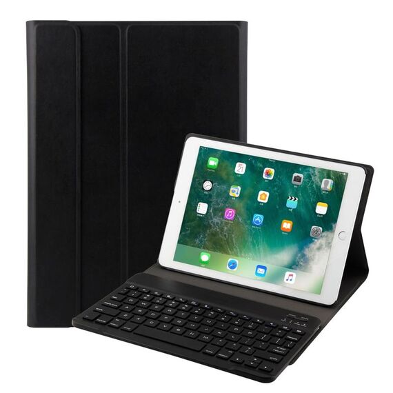 FT-1030D Tastiera con struttura spazzolata in ABS Bluetooth 3.0 + custodia in pelle con texture pelle per iPad Air / Air 2 / iPad Pro da 9,7 pollici, con regolazione dell'angolo a tre marce / funzione magnetica / sospensione (nero)