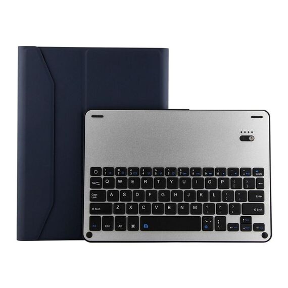 FT-1038E Tastiera staccabile Bluetooth 3.0 in lega di alluminio + Custodia in pelle con struttura in pelle di agnello per iPad Air / Air 2 / iPad Pro da 9,7 pollici, con slot per penna / idrorepellente / regolazione dell'angolo a tre marce / magnetica / funzione sleep (blu)