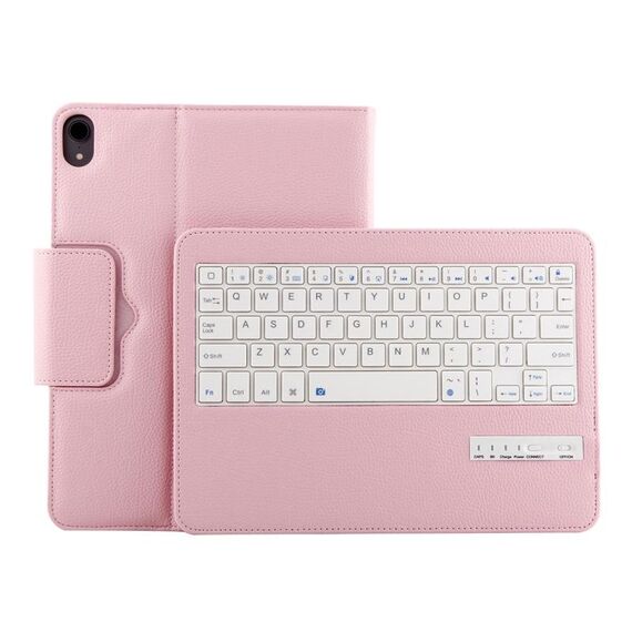 IP011 Tastiera Bluetooth 3.0 rimovibile ABS + Custodia in pelle con texture Litchi per iPad Pro 11 pollici (2018), con funzione di sospensione (rosa)