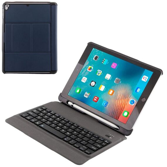T-201 Tastiera ultrasottile Bluetooth 3.0 staccabile + custodia in pelle di pelle di agnello per iPad Air / Air 2 / iPad Pro da 9,7 pollici, supporto regolazione multi-angolo (blu)