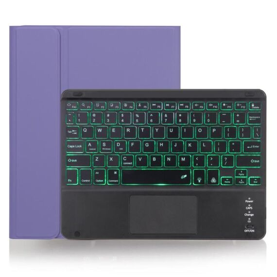 X-11BCS Custodia per tastiera Bluetooth staccabile con texture liscia per iPad Pro da 11 pollici 2020/2018, con touchpad, slot per penna e retroilluminazione (viola chiaro)