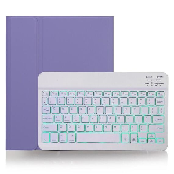 X-11BS Custodia per tastiera Bluetooth staccabile con texture liscia per iPad Pro da 11 pollici 2020/2018, con slot per penna e retroilluminazione (viola chiaro)