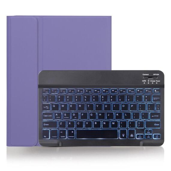 X-11BS Custodia per tastiera Bluetooth staccabile con texture liscia per iPad Pro da 11 pollici 2020/2018, con slot per penna e retroilluminazione (viola chiaro)