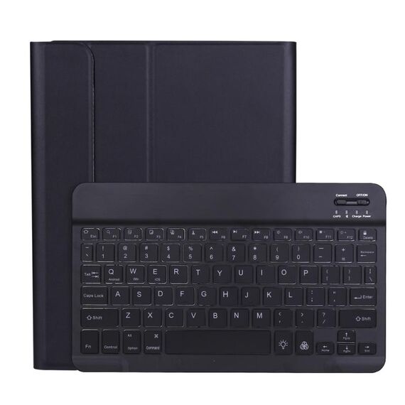 AS11BS Custodia protettiva per tastiera Bluetooth ABS ultra-sottile ABS con retroilluminazione e slot per penna e supporto per iPad Pro 11 pollici 2021 (nero)