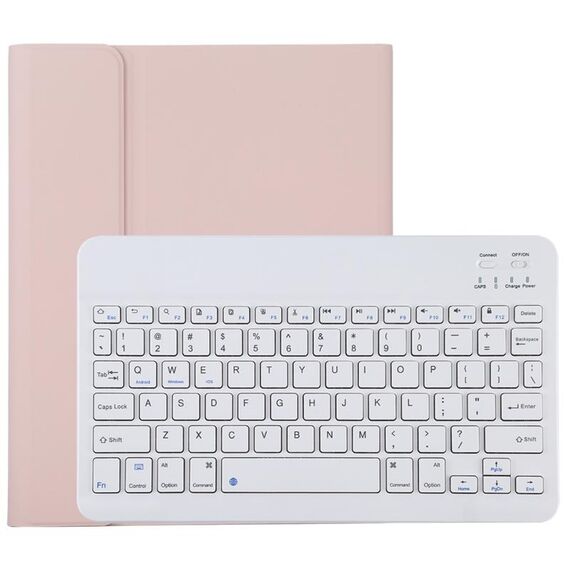 TG11B Tastiera Bluetooth staccabile bianca + custodia protettiva in pelle in microfibra per iPad Pro da 11 pollici (2020), con slot per penna e supporto (rosa)