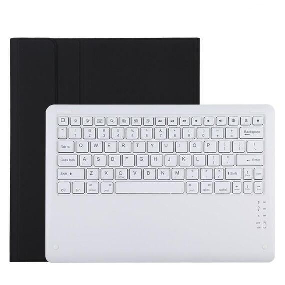 Custodia protettiva in pelle microfibra con tastiera Bluetooth staccabile T129 per iPad Pro da 12,9 pollici (2020), con supporto (nero)