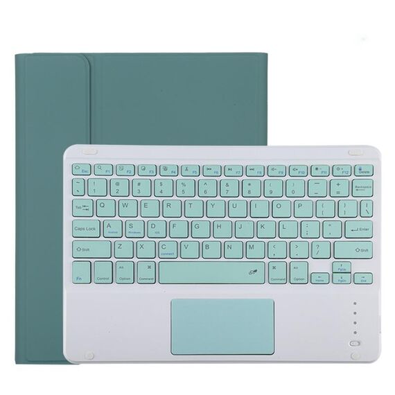 TG11BC Custodia protettiva in pelle microfibra con tastiera verde Bluetooth rimovibile per iPad Pro da 11 pollici (2020), con touchpad, slot per penna e supporto (verde scuro)