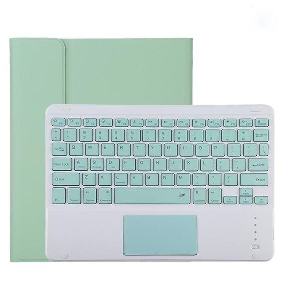 TG11BC Custodia protettiva in pelle microfibra con tastiera verde Bluetooth staccabile per iPad Pro da 11 pollici (2020), con touchpad, slot per penna e supporto (verde)