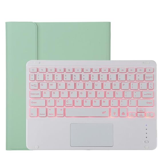 TG11BCS Custodia protettiva in pelle microfibra con tastiera Bluetooth staccabile per iPad Pro da 11 pollici (2020), con retroilluminazione, touchpad, slot per penna e supporto (verde)