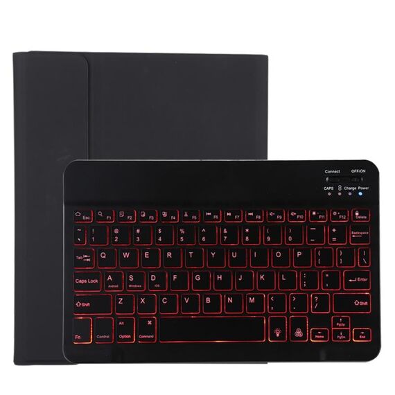 TG11BS Tastiera Bluetooth staccabile nera + custodia protettiva in pelle in microfibra per iPad Pro 11 pollici (2020), con retroilluminazione, slot per penna e supporto (nero)