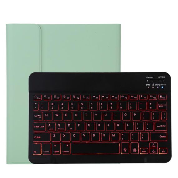 TG11BS Tastiera Bluetooth staccabile nera + custodia protettiva in pelle in microfibra per iPad Pro da 11 pollici (2020), con retroilluminazione, slot per penna e supporto (verde)