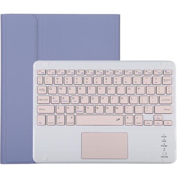 TG-102BC Tastiera Bluetooth staccabile rosa + custodia protettiva in pelle in microfibra per iPad 10,2 pollici / iPad Air (2019), con touch pad, slot per penna e supporto (viola)