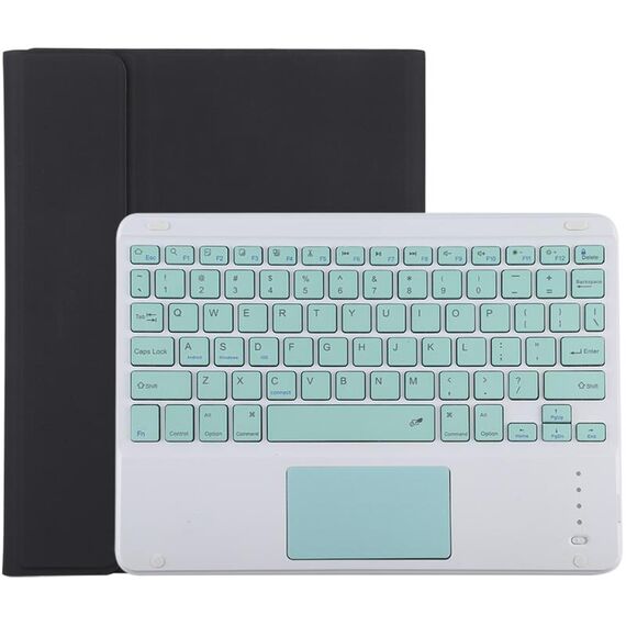 TG-102BC Tastiera Bluetooth verde staccabile + custodia protettiva in pelle in microfibra per iPad 10,2 pollici / iPad Air (2019), con touch pad, slot per penna e supporto (nero)