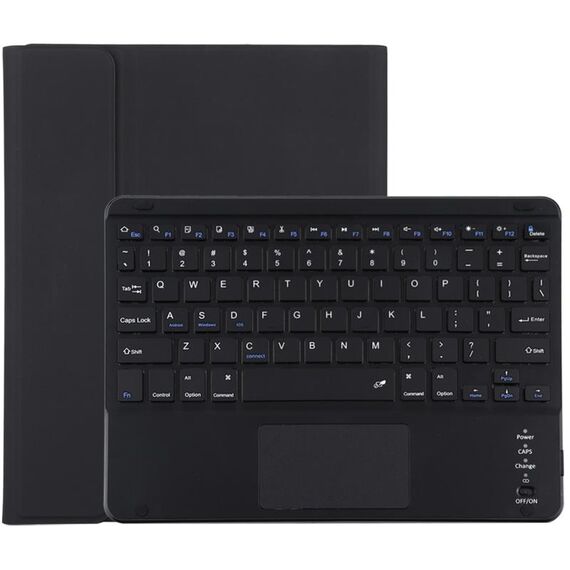 TG109BC Tastiera BLUETOOTH BLUETOOTH BLUETOOTH + custodia protettiva in pelle microfibra per iPad Air 2020, con touch pad e slot e supporto per penna (nero)