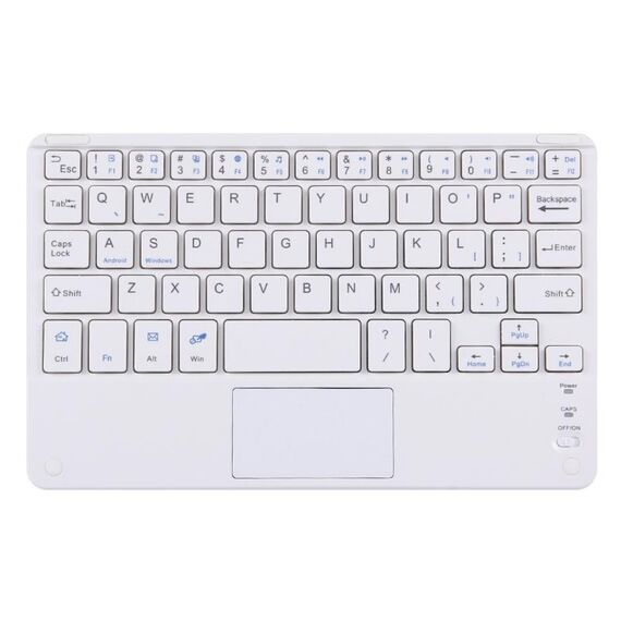 Tastiera wireless Bluetooth con pannello touch, compatibile con tutti i tablet da 10 pollici Android e Windows con funzioni Bluetooth (bianca)