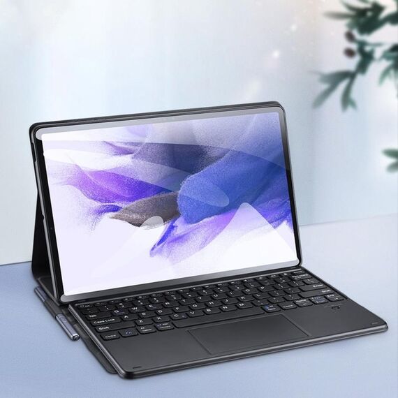 DUX DUCIS Custodia per tablet in pelle ultrasottile con tastiera Bluetooth staccabile per Samsung Galaxy Tab S8 Plus (X800/X806) / S7 FE (T730/T733/T736B) / S7 Plus (T970/T976B) (Nero)