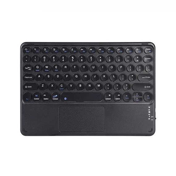 Tastiera universale da 10 pollici da 10 pollici tastiera rotonda con tastiera wireless Bluetooth con pannello tattile (nero)