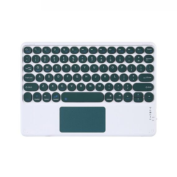 Tastiera universale da 10 pollici da 10 pollici tastiera rotonda con tastiera Bluetooth wireless con pannello tattile (verde scuro)
